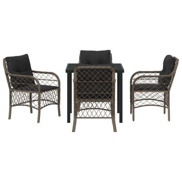 vidaXL 5-dielna súprava záhradného jedálenského nastavenia s vankúšmi šedá poly ratan – Obrázok 7