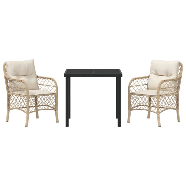 vidaXL 3-dielny záhradný jedálenský set s vankúšmi béžový poly ratan – Obrázok 7