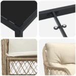 vidaXL 3-dielny záhradný jedálenský set s vankúšmi béžový poly ratan – Obrázok 9