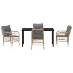 vidaXL 5-dielny záhradný jedálenský set s vankúšmi Béžový Polyratan – Obrázok 7