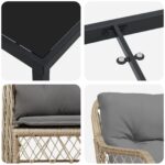 vidaXL 5-dielny záhradný jedálenský set s vankúšmi Béžový Polyratan – Obrázok 9