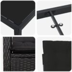 vidaXL 5-dielna záhradná jedálenská súprava s vankúšmi čierny poly ratan – Obrázok 9