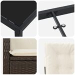 vidaXL 5-dielna záhradná jedálenská súprava s vankúšmi, Hnedý Polyratan – Obrázok 11