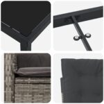 vidaXL 5-dielna súprava záhradného sedenia s vankúšmi, šedá poly ratan – Obrázok 9