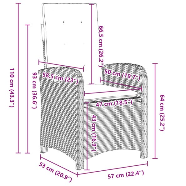 vidaXL 5-dielna súprava záhradného jedálenského stola s vankúšmi v béžovom poly ratane – Obrázok 10