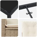 vidaXL 5-dielna súprava záhradného jedálenského stola s vankúšmi v béžovom poly ratane – Obrázok 9