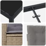 vidaXL 5-dielny záhradný jedálenský set s vankúšmi v béžovom poly ratane – Obrázok 9