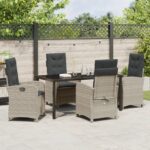 vidaXL 5-dielna sada záhradného nábytku s vankúšmi svetlosivý polyratan – Obrázok 4