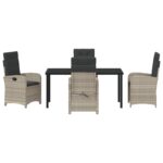 vidaXL 5-dielna sada záhradného nábytku s vankúšmi svetlosivý polyratan – Obrázok 7