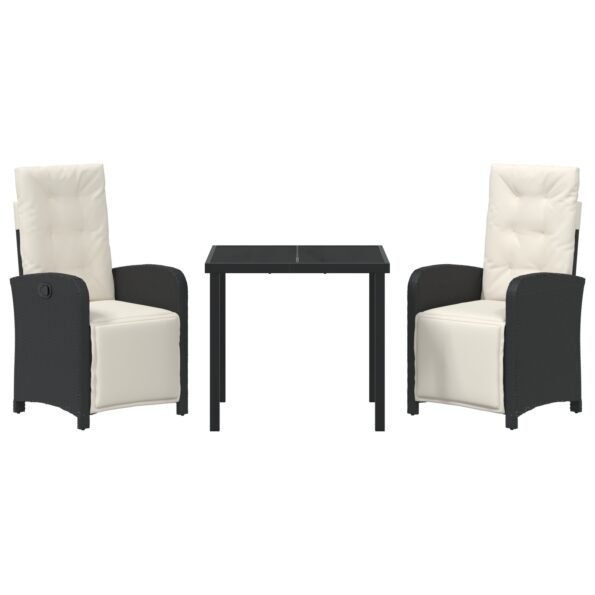 3380302_6.jpg vidaXL 3-dielny záhradný jedálenský set s vankúšmi Čierny poly ratan, vidaXL záhradný stôl Čierny 80x80x73 cm tvrdené sklo – Obrázok 6
