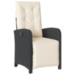 vidaXL 5-dielny záhradný jedálenský set s vankúšmi čierny poly ratan, vidaXL záhradný stôl čierny 140x80x73 cm s temperovaným sklom – Obrázok 6