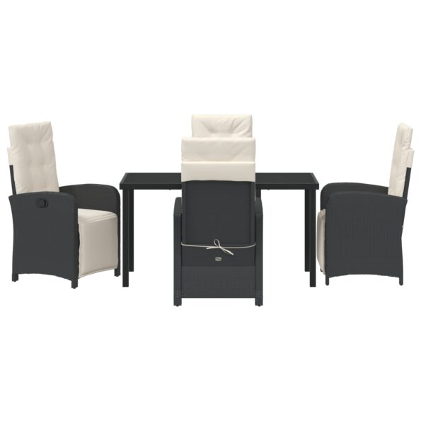 3380304_7.jpg vidaXL 5-dielny záhradný jedálenský set s vankúšmi čierny poly ratan, vidaXL záhradný stôl čierny 140x80x73 cm s temperovaným sklom – Obrázok 7