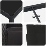 vidaXL 3-dielny záhradný jedálenský set s vankúšmi Čierny polyratan, vidaXL záhradný stôl Čierny 80x80x73 cm tvrdené sklo – Obrázok 9