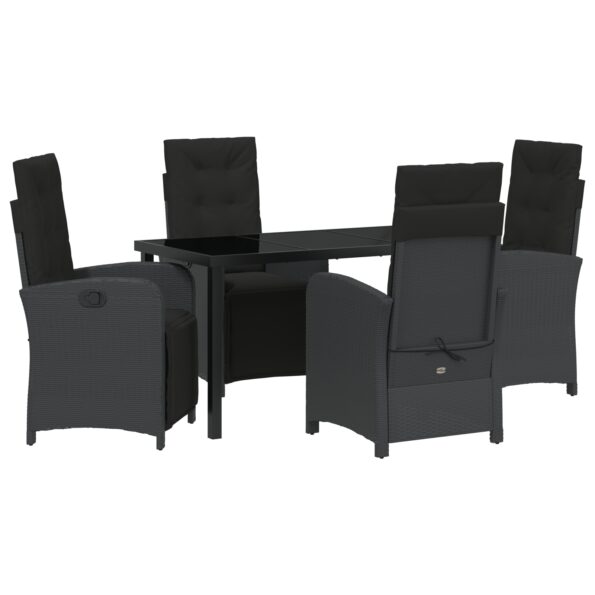 3380311_2.jpg vidaXL 5-dielny záhradný jedálenský set s poťahmi čierny poly ratan, vidaXL záhradný stôl čierny 140x80x73 cm temperované sklo – Obrázok 2
