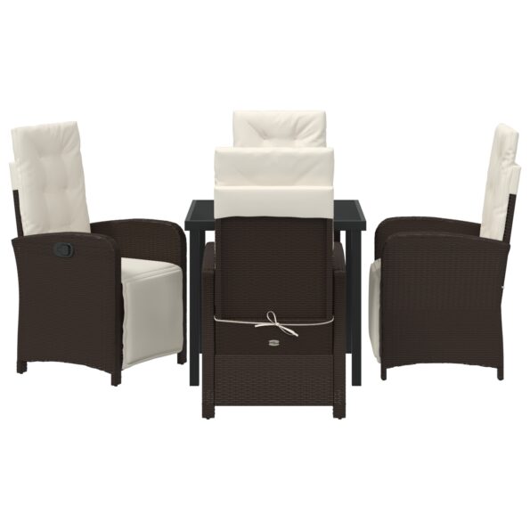 3380317_7.jpg vidaXL 5-dielny záhradný jedálenský set s vankúšmi hnedý ratan, vidaXL záhradný stôl čierny 80x80x73 cm temperované sklo – Obrázok 7