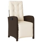 vidaXL 5-dielny záhradný jedálenský set s vankúšmi v hnedom poly ratane, vidaXL záhradný stôl čierny 160x80x73 cm z tvrdeného skla – Obrázok 6