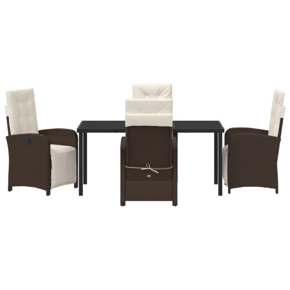 3380319_7.jpg vidaXL 5-dielny záhradný jedálenský set s vankúšmi v hnedom poly ratane, vidaXL záhradný stôl čierny 160x80x73 cm z tvrdeného skla – Obrázok 7