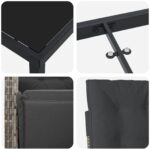 vidaXL 7-dielny záhradný jedálenský set so sivými vankúšmi z poly ratanu, vidaXL čierny záhradný stôl 160x80x73 cm z temperovaného skla – Obrázok 9