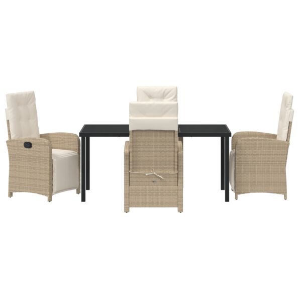 3380333_7.jpg vidaXL 5-dielny jedálenský set do záhrady s béžovými vankúšmi z poly ratanu, vidaXL čierny záhradný stôl 160x80x73 cm s tvrdeným sklom – Obrázok 7