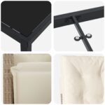 vidaXL 5-dielny jedálenský set do záhrady s béžovými vankúšmi z poly ratanu, vidaXL čierny záhradný stôl 160x80x73 cm s tvrdeným sklom – Obrázok 9