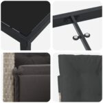 vidaXL 5-dielny záhradný jedálenský set s vankúšmi svetlosivý ratan, vidaXL Záhradný stôl čierny 160x80x73 cm tvrdené sklo – Obrázok 9