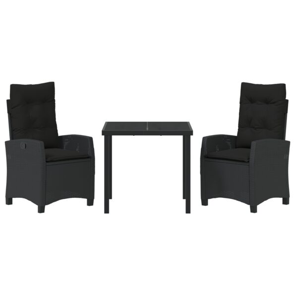 vidaXL 3-dielna súprava záhradného stravovania s vankúšmi čierny polyratan – Obrázok 7
