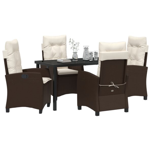 vidaXL Sada záhradného jedálenského nábytku so 5 kusmi s vankúšmi Hnedý Poly ratan – Obrázok 3