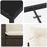 vidaXL Sada záhradného jedálenského nábytku so 5 kusmi s vankúšmi Hnedý Poly ratan – Obrázok 9