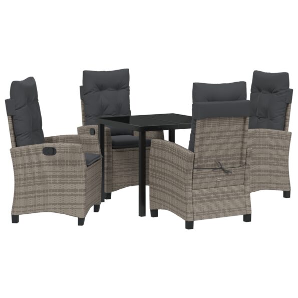 vidaXL 5-dielna súprava na záhradné sedenie s vankúšmi, sivá polyratan – Obrázok 2