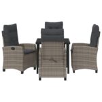 vidaXL 5-dielna súprava na záhradné sedenie s vankúšmi, sivá polyratan – Obrázok 7