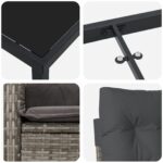 vidaXL 5-dielna súprava na záhradné sedenie s vankúšmi, sivá polyratan – Obrázok 9