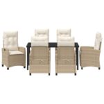 vidaXL 7-dielna záhradná jedálenská súprava so vankúšmi Béžový Poly Ratan – Obrázok 7