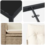 vidaXL 7-dielna záhradná jedálenská súprava so vankúšmi Béžový Poly Ratan – Obrázok 9