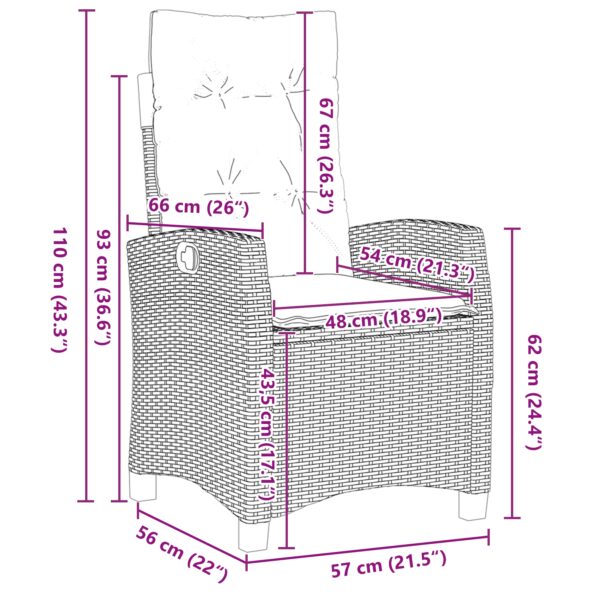 vidaXL 7-dielny záhradný jedálenský set s vankúšmi béžový poly ratan – Obrázok 10