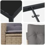 vidaXL 7-dielny záhradný jedálenský set s vankúšmi béžový poly ratan – Obrázok 9