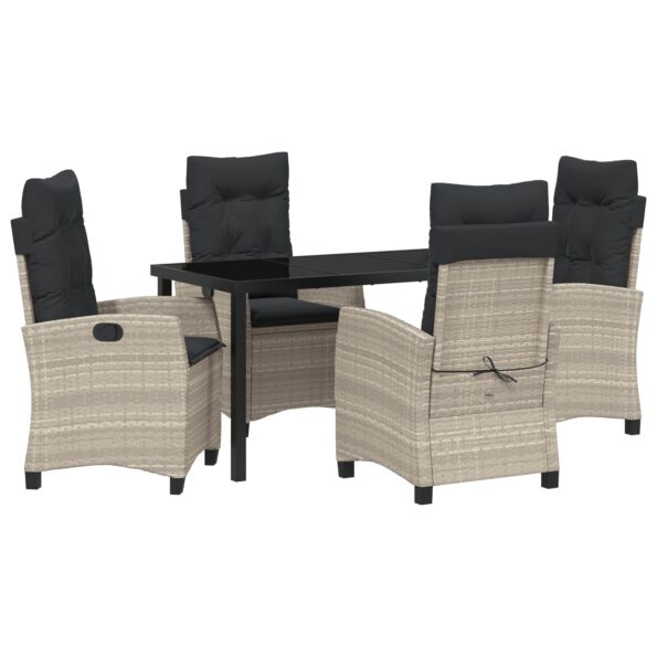 vidaXL 5-dielna sada záhradného jedálenského setu s vankúšmi svetlosivý poly ratan – Obrázok 2