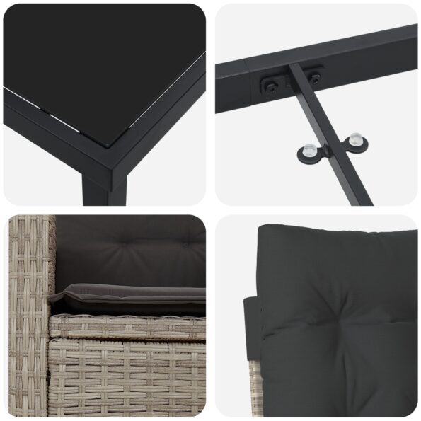 vidaXL 5-dielna sada záhradného jedálneho nábytku so vankúšmi - Svetlosivá Polyratan – Obrázok 9