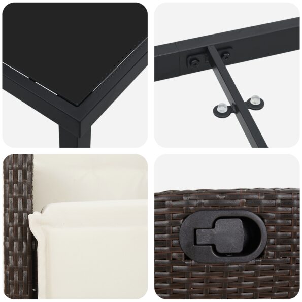 vidaXL 5-dielna záhradná jedálenská súprava Hnedá Polyratan – Obrázok 9