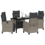 vidaXL 5-dielny Záhradný Jedálenský Set Šedý Polyratan – Obrázok 3