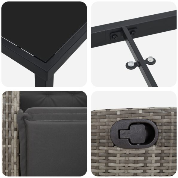 vidaXL 7-dielna súprava na jedlo zo šedého poly ratanu – Obrázok 9