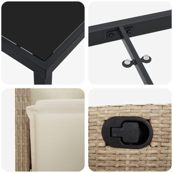 vidaXL 3-dielna záhradná jedálenská zostava béžový poly ratan – Obrázok 9