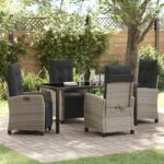 vidaXL 5-dielna súprava jedálenského nábytku do záhrady Svetlo šedý polyratan