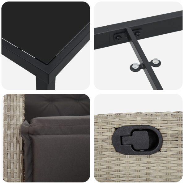 vidaXL 5-dielna súprava jedálenského nábytku do záhrady Svetlo šedý polyratan – Obrázok 9