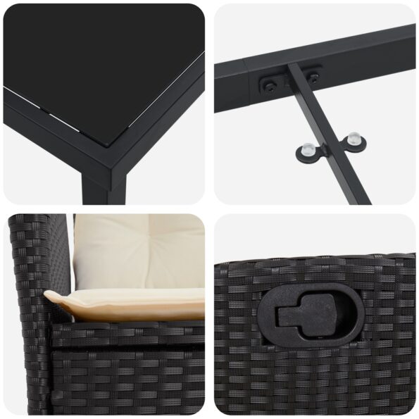 vidaXL Set 2 Čierna PE ratan Stredná Nastaviteľné opierky na ruky – Obrázok 9