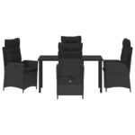 vidaXL 5-dielna sada záhradného jedálenského nábytku s vankúšmi čierny polyratan – Obrázok 7