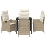 vidaXL 5-dielna záhradná jedálenská súprava s vankúšmi Béžová Poly ratan – Obrázok 7