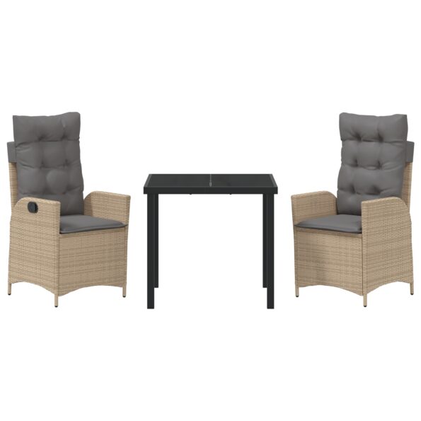 vidaXL 3-dielna záhradná jedálenská súprava s vankúšmi Béžový poly ratan – Obrázok 7