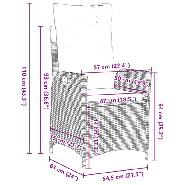 vidaXL 5-dielny záhradný jedálenský set s vankúšmi béžový poly ratan – Obrázok 10