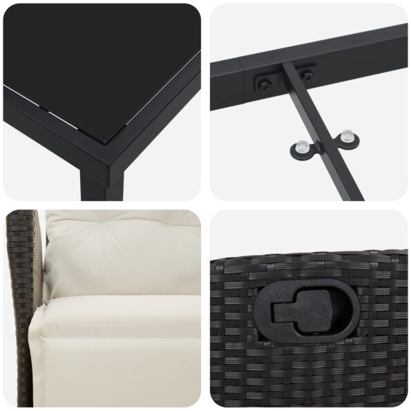 vidaXL Set 7 kusov záhradného jedálenského nábytku čierny poly ratan – Obrázok 9