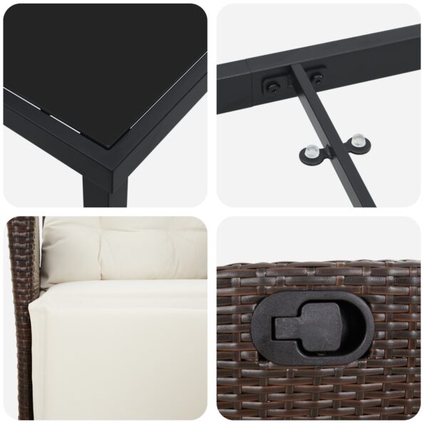vidaXL 5-dielna záhradná jedálenská súprava - Hnedý poly ratan – Obrázok 9